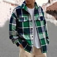 thumbnail image 1 of BRGZLK Men Plaid Tops Loose Casual Regular Fit Button Down Long Sleeve Turn Down Collar Flannel Work Fashion Shirt Army Green M, 1 of 4