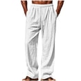 thumbnail image 1 of BRGZLK Men'S Linen Pants Casual Cotton Work Pants 2026 Drawstring Pockets Straight Loose Summer Beach Pants Slacks Elastic Waistband Drawstring, 1 of 7
