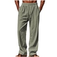 thumbnail image 1 of BRGZLK Men'S Linen Pants Casual Cotton Work Pants 2026 Drawstring Pockets Straight Loose Summer Beach Pants Slacks Elastic Waistband Drawstring, 1 of 6