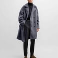 thumbnail image 1 of BRGZLK Men Solid-Color Woolen Mid Length Double Breasted Casual Fashion Pocket Long Sleeve Turn Down Collar Trench Coat Gray XXXL, 1 of 5