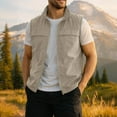 thumbnail image 1 of BRGZLK Men Waistcoat Solid Color Mesh Lining with Inner Pocket Work Vest Sleeveless Multi Pocket Fall Winter Outdoor Photography Coat Khaki XXXXXL, 1 of 4
