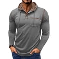 thumbnail image 1 of BRGZLK Men's Athletic Hooded Sweatshirt Fall Winter Classic Solid Color Half-Button Long Sleeves Slim Fit Hoodie Top with Pocket Gray L, 1 of 7