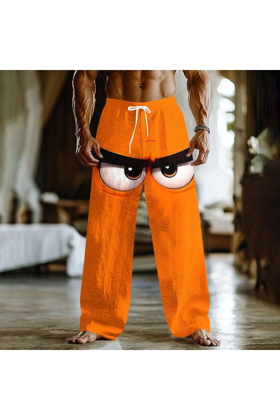 Men's Baggy Pant Funny Meme Elastic Waist Drawstring Beach Pants with Pocket Novelty Graphic Vacation Wide Leg Trouser