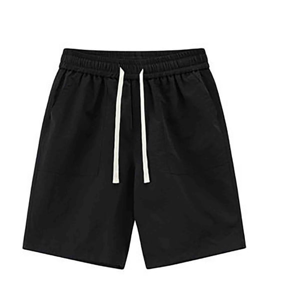 BRGZLK Men's Cargo Shorts Solid Color Drawstring Elastic Waist Quick-Dry Relaxed Fit Sport Casual Shorts with Pockets for Summer Daily 2026 Black XXL