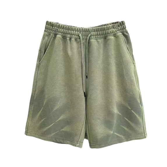 BRGZLK Men's Casual Shorts Vintage Track Shorts Elastic Waist Solid Color Drawstring Daily Wear Trendy Comfy Streetwear with Pockets
