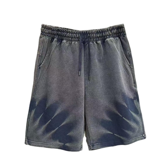 BRGZLK Men's Casual Shorts Vintage Track Shorts Elastic Waist Solid Color Drawstring Daily Wear Trendy Comfy Streetwear with Pockets
