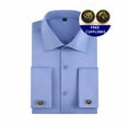 thumbnail image 1 of BRGZLK Men's Dress Shirt Solid Color French Cuff Casual Business Turn Down Collar Button Long Sleeve Slim Fit Shirt Blue L, 1 of 5