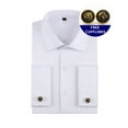 thumbnail image 1 of BRGZLK Men's Dress Shirt Solid Color French Cuff Casual Business Turn Down Collar Button Long Sleeve Slim Fit Shirt White S, 1 of 5