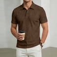 thumbnail image 1 of BRGZLK Men's Golf Shirts Summer Trendy Solid Color Short Sleeve Tops Textured Lightweight Breathable Comfortable Casual Loose Fit Turn-Down Collar T-Shirt Coffee 3XL, 1 of 6