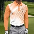 thumbnail image 1 of BRGZLK Men's Long Sleeve Tops 2026 Fall Winter Button Down Collared Printed Lightweigt Breathable Golf Sports Tee Shirt Outdoor Workout Casual Pullover T-shirt Orange 2XL, 1 of 5
