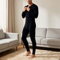 thumbnail image 1 of BRGZLK Men's One Piece Jumpsuit 2026 Trendy Long Sleeve Full Button Down Soft Thermal Slim Fit Adult Onesie Lightweight Comfort Loungewear Rompers Black 2XL, 1 of 9