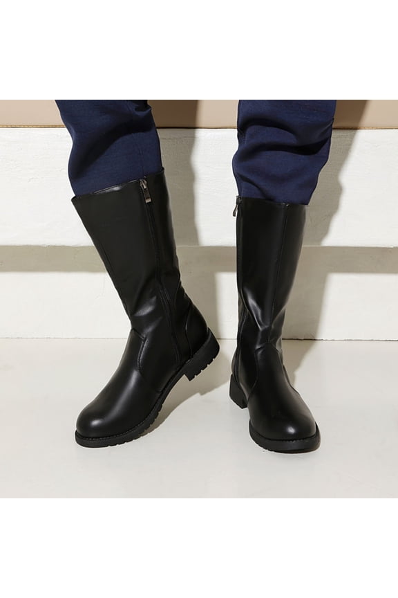 Men's Pirate Boots Autumn Winter Renaissance Medieval Low Heel Side Zipper Viking Boots Comfort Daily Wear Western Cowboy Mid-Calf Booties Black 47