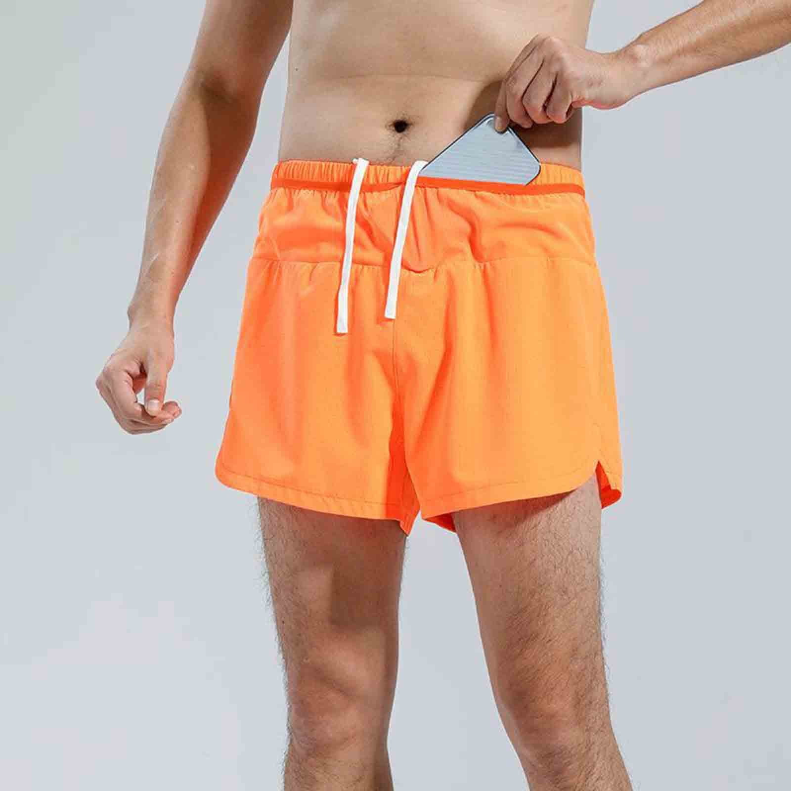 BRGZLK Men's Running Shorts Liner Solid Color Sport Fitness Training ...