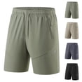 thumbnail image 1 of BRGZLK Men's Running Shorts Workout Gym Solid Color Short Quick Dry Ice Silk Quick Drying Zipper Pocket Drawstring Shorts, 1 of 6