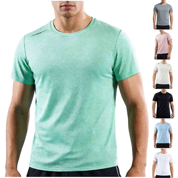 BRGZLK Men's Short Sleeve Solid Color Sports Quick Dry Athletic T-Shirts Crewneck Fitness Tees Summer Casual Breathable Comfort Tunic Tops