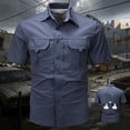 thumbnail image 1 of BRGZLK Men's Short Sleeve Tactical Shirts Quick-Dry Short Sleeve Breathable Mesh Shirt Multi-Pocket Loose Comfortable Button Down Outdoor Hiking Tops Dark Blue 4XL, 1 of 6