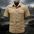 thumbnail image 1 of BRGZLK Men's Short Sleeve Tactical Shirts Quick-Dry Short Sleeve Breathable Mesh Shirt Multi-Pocket Loose Comfortable Button Down Outdoor Hiking Tops Khaki A XXL, 1 of 6