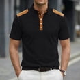 thumbnail image 1 of BRGZLK Men's Short Sleeve Waffle Texture Shirt Slim Fit Summer Button Stand Collar Casual Business Golf T-Shirts Work Tops, 1 of 4