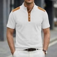 thumbnail image 1 of BRGZLK Men's Short Sleeve Waffle Texture Shirt Slim Fit Summer Button Stand Collar Casual Business Golf T-Shirts Work Tops, 1 of 4