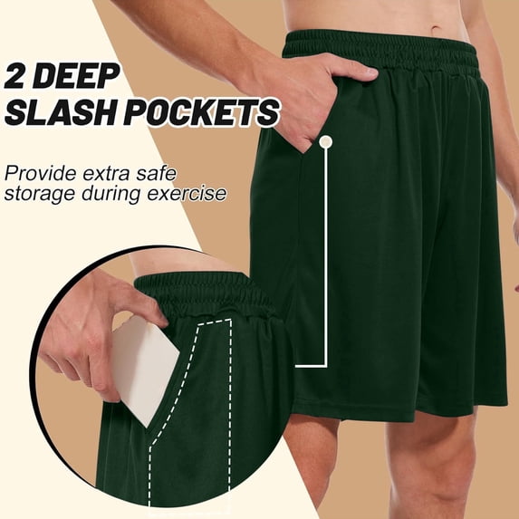 BRGZLK Men's Shorts Casual Solid Color Fashion Drawstring Waist Loose Lounge Breathable Sport Running 5-Inch Shorts for Summer 2026 Army Green L