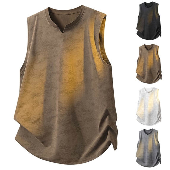 BRGZLK Men's Tank Tops Casual Soft V Neck Sleeveless Solid Color Workout T Shirts Loose Fit Summer Beach Lightweight Running Muscle Tee