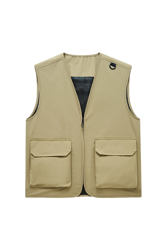 Men's Utility Fishing Tank Top Lightweight Outdoor Zip Up Travel Work Cargo Vest Jacket with Multi Pockets