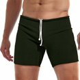 thumbnail image 1 of BRGZLK Mens Athletic Sweat Shorts 5 Inch Solid Color Ribbed Elastic Waist Casual Comfortable Breathable Drawstring Gym Workout Shorts with Pocket for Men Army Green M, 1 of 5
