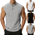 thumbnail image 1 of BRGZLK Mens Fashion Tank Tops Stand Collar Short Sleeve Solid Color Tunic Tops Button Summer Trendy T-Shirts Outdoor Athletic Tees, 1 of 6