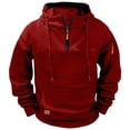 thumbnail image 1 of BRGZLK Mens Hoodies Sweatshirt Quarter Zip Pullover Long Sleeve Fleece Athletic Work Sweatshirts with Pockets Fall Winter Fashion Clothes Daily Wear Streetwear Red XL, 1 of 7
