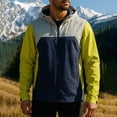 thumbnail image 1 of BRGZLK Mens Outwear Contrasting Color Riding Sport Run Pocket Zipper Long Sleeved Hooded Casual Versatile Jackets Winter Trendy Windbreaker Navy XXXL, 1 of 5