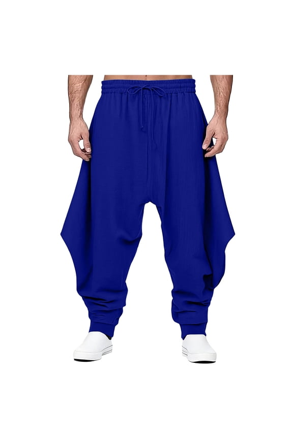 Mens Pirate Pants Medieval Linen Pants Viking Costume Trousers Renaissance Baggy Harem