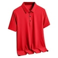 thumbnail image 1 of BRGZLK Mens Polo Shirts Summer Casual Trendy Solid Color Ice Silk Dry Fit Performance Soft Comfortable Short Sleeve Turn-Down Collar Shirt Red 5XL, 1 of 2