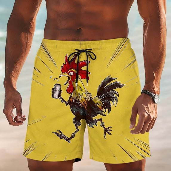 BRGZLK Mens Shorts Casual Stretch Swim Trunks Funny Summer Casual Quick Dry Beach Elastic Waist Drawstring Vacation Shorts with Pockets