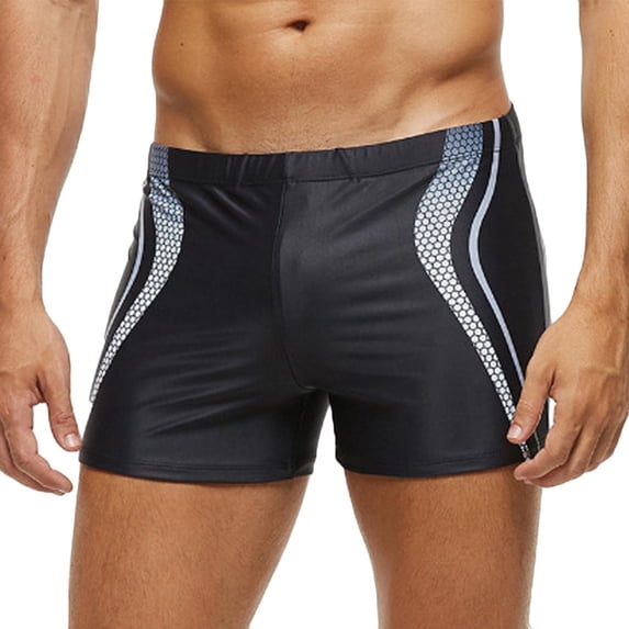 BRGZLK Mens Square Cut Swimming Shorts Swim Trunks Quick-Dry Breathable Lightweight High Elastic Swimwear Board Shorts Professional Swim Trunks Black M