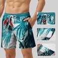 thumbnail image 1 of BRGZLK Mens Swim Trunks with Liner Hawaiian Palm Tree Print Quick-Dry Lightweight Breathable Drawstring Waist Summer Beach Shorts for Board Beach Cruise Light Blue B XL, 1 of 5