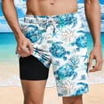 thumbnail image 1 of BRGZLK Mens Swim Trunks Quick Dry Beach Shorts Palm Trees Turtle Sunset Beach American Flag Print Casual Drawstring Pocket Shorts, 1 of 6