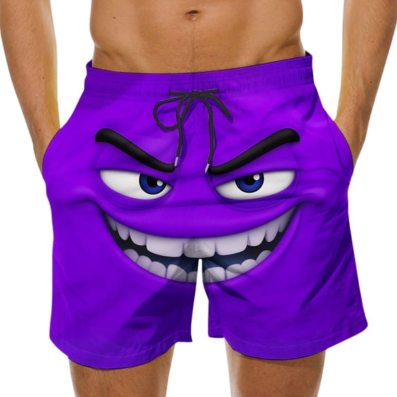 BRGZLK Mens Swim Trunks Quick Dry Funny Print Fashion Summer Hawaiian Breathable Comfy Loose Fit Holiday Party Bathing Shorts for Outdoor Purple XL