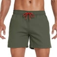 thumbnail image 1 of BRGZLK Mens Swim Trunks Solid Color Elastic Waist Drawstring Lightweight Breathable Trendy Straight-Leg Stretch Beach Shorts for Summer 2026 Army Green XXL, 1 of 5