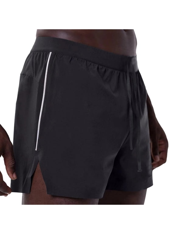 Mens Workout Shorts Quick-Dry Loose Fitness Training Solid Color Lightweight Comfortable Side Slit Linerless Bodybuilding Athletic 5-Inch Shorts Black S