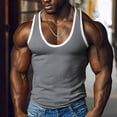 thumbnail image 1 of BRGZLK Mens Workout Tank Tops Solid Color Summer Round Neck Casual Sleeveless Fitness Sports Vest Running Training Vest Top Quick Dry Moisture Wicking Shirts Gray XXL, 1 of 5