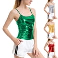 thumbnail image 1 of BRGZLK Metallic Tank Camisole For Women Sleeveless Basic Shiny Cami Tops For Rave Party Clubwear Festival Holographic Tops, 1 of 6