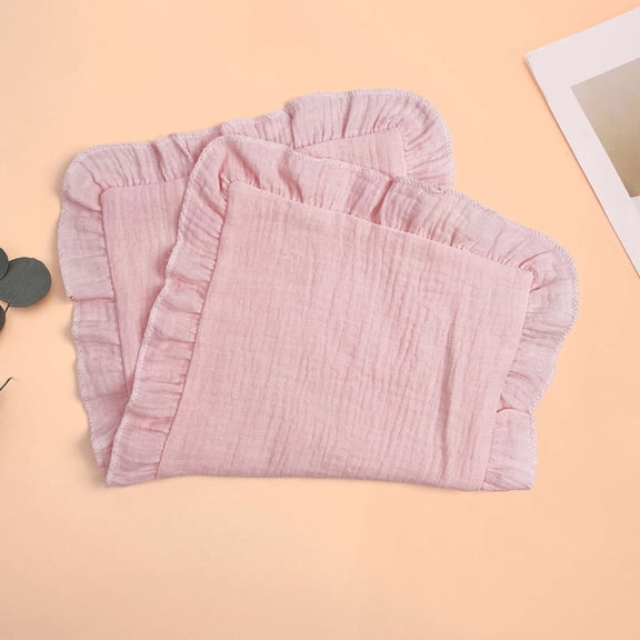 BRGZLK Muslin Baby Towels Cute Solid Color Ruffled Super Soft Soothing Cotton Towel Newborn Multifunctional Handkerchief Burping Towel Hot Pink Free Size