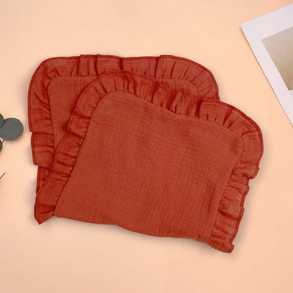 BRGZLK Muslin Baby Towels Cute Solid Color Ruffled Super Soft Soothing Cotton Towel Newborn Multifunctional Handkerchief Burping Towel Orange Free Size