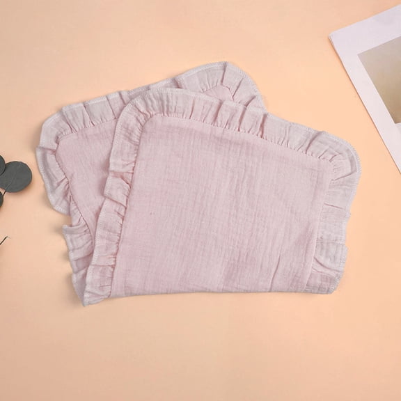 BRGZLK Muslin Baby Towels Cute Solid Color Ruffled Super Soft Soothing Cotton Towel Newborn Multifunctional Handkerchief Burping Towel Pink Free Size