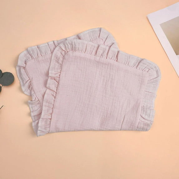 BRGZLK Muslin Baby Towels Cute Solid Color Ruffled Super Soft Soothing Cotton Towel Newborn Multifunctional Handkerchief Burping Towel Pink Free Size