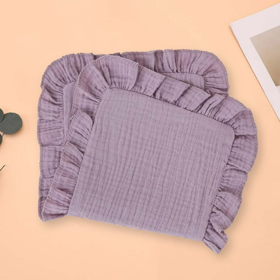 BRGZLK Muslin Baby Towels Cute Solid Color Ruffled Super Soft Soothing Cotton Towel Newborn Multifunctional Handkerchief Burping Towel Purple Free Size