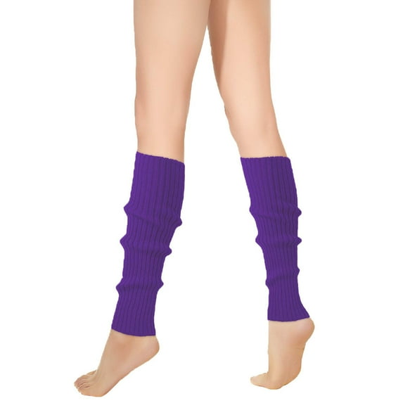 BRGZLK Neon Leg Warmers 80s Accessories for Women Retro Legwarmers Ribbed Leg Socks Accessories for Women Party Dance Sports Yoga Purple One Size