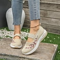 thumbnail image 1 of BRGZLK Orthopedic Shoes for Women Summer Trendy Embroidered Flower Arch Support Walking Sneakers Breathable Comfortable Mesh Slip On Shoes Beige 6, 1 of 7