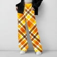 thumbnail image 1 of BRGZLK Plaid Sweatpant for Girls Warm Cold Proof Sweatpants Wide Leg Drawstring Wear Outside Casual Comfort Daily Pants with Pocket Yellow 14-15 Years, 1 of 5