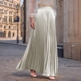 thumbnail image 1 of BRGZLK Pleated Skirt for Women Elastic High Waist Solid Color Trendy Classic Pleated Flowy Swing A-line Long Maxi Skirts Gray L, 1 of 6